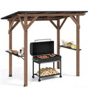 Grill Gazebo 8.6 x 5 FT Cedar Wood with Serving Shelves by DirectDeals