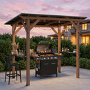 Grill Gazebo 8.6 x 5 FT Cedar Wood with Serving Shelves by DirectDeals
