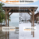 Grill Gazebo 8.6 x 5 FT Cedar Wood with Serving Shelves by DirectDeals