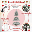 6 Feet Snow Flocked Artificial Christmas Tree with Cool White LED Lights by LJGDeals