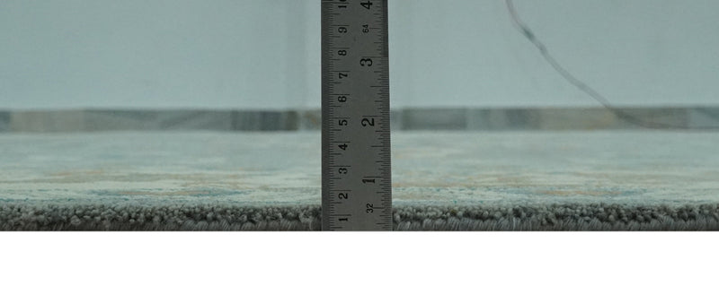 8x10 Traditional Floral Silver and Ivory Hand Knotted wool area rug