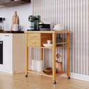 Bamboo Kitchen Trolley Cart with Tower Rack and Drawers by LJGDeals