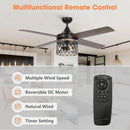 52" Mirelle Indoor Black Downrod Mounting Ceiling Fan with Light Kit And Remote