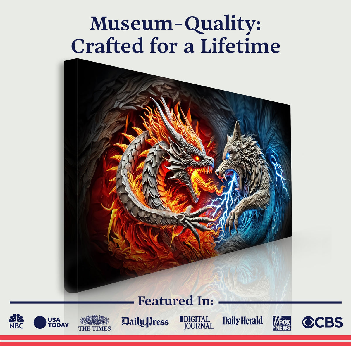 3D Dragon and Wolf Wall Art II, photo 6 of 10