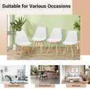 Set of 4 Dining Chairs Mid-Century Modern Shell PU Seat with Wooden Legs by LJGDeals