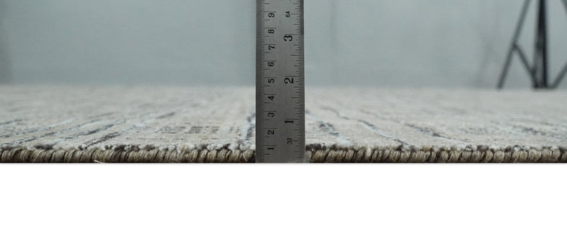 Checkered 8x10 Hand Made Gray, Black and Silver Scandinavian Blended Wool Flatwoven Area Rug | KE37