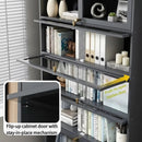 Tall Bamboo Bookshelf with Acrylic Doors, 4 Tier Storage Cabinet by 2Dropme