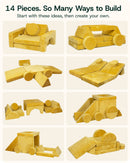 LX15 14pcs Modular Play Couch, Amber Yellow