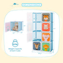 8-Cube Kids Wardrobe Closet with Clothes Hanging Section and Doors-Blue