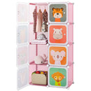8-Cube Kids Wardrobe Closet with Clothes Hanging Section and Doors-Pink by LJGDeals