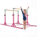 8 FT Double Horizontal Bars with 13-Level Adjustable Heights and 6-Level Adjustable Width-Pink by LJGDeals