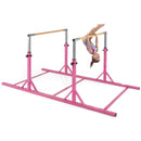 8 FT Double Horizontal Bars with 13-Level Adjustable Heights and 6-Level Adjustable Width-Pink by LJGDeals