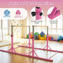 8 FT Double Horizontal Bars with 13-Level Adjustable Heights and 6-Level Adjustable Width-Pink by LJGDeals