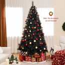 6/7/8 Feet Black Artificial Halloween Christmas Tree with PVC Branch Tips and 210/320/450 Cool White LED Lights by LJGDeals