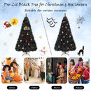 6/7/8 Feet Black Artificial Halloween Christmas Tree with PVC Branch Tips and 210/320/450 Cool White LED Lights by LJGDeals