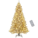 6 Feet Snow-flocked Artificial Christmas Tree Pre-lit Hinged with 81 Sphere Lights and Remote by LJGDeals