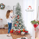 7 Feet Snow-flocked Artificial Christmas Tree Pre-lit Hinged Xmas Tree with Warm White LED Lights by LJGDeals