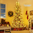 7 Feet Snow-flocked Artificial Christmas Tree Pre-lit Hinged Xmas Tree with Warm White LED Lights by LJGDeals