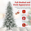 7 Feet Snow-flocked Artificial Christmas Tree Pre-lit Hinged Xmas Tree with Warm White LED Lights by LJGDeals