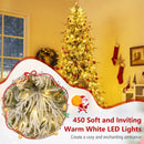 7 Feet Snow-flocked Artificial Christmas Tree Pre-lit Hinged Xmas Tree with Warm White LED Lights by LJGDeals