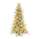 7 Feet Snow-flocked Artificial Christmas Tree Pre-lit Hinged Xmas Tree with Warm White LED Lights by LJGDeals