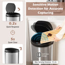 8 Gal Automatic Trash Can with Stainless Steel Frame Touchless Waste Bin-Silver