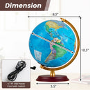 8 Inch Illuminated World Globe Night Light up Globe Lamp with Wooden Stand and HD Map by LJGDeals