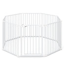 8-Panel Extra Wide Baby Gate Adjustable Pet Safety Fence with Auto-close Door