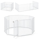 8-Panel Extra Wide Baby Gate Adjustable Pet Safety Fence with Auto-close Door