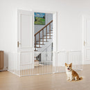 8-Panel Extra Wide Baby Gate Adjustable Pet Safety Fence with Auto-close Door