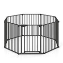 8-Panel Extra Wide Baby Gate Adjustable Pet Safety Fence with Auto-close Door