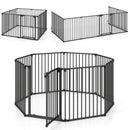 8-Panel Extra Wide Baby Gate Adjustable Pet Safety Fence with Auto-close Door by LJGDeals