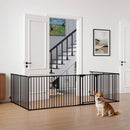 8-Panel Extra Wide Baby Gate Adjustable Pet Safety Fence with Auto-close Door
