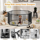 8-Panel Extra Wide Baby Gate Adjustable Pet Safety Fence with Auto-close Door by LJGDeals