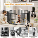 8-Panel Extra Wide Baby Gate Adjustable Pet Safety Fence with Auto-close Door