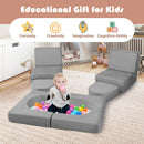 8-Piece Modular Kids Play Couch with Comfy Suede Fabric by LJGDeals