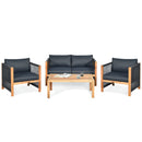 8-Piece Outdoor Furniture Set-Solar Umbrella Bistro Set Conversation Set Chaise Lounger Folding Bed Side Table Swing Chair & Dining Set