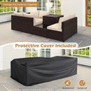 8 Piece Patio Furniture Set with Storage Box and Tempered Glass Coffee Table-Beige by LJGDeals