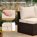 8 Piece Patio Furniture Set with Storage Box and Tempered Glass Coffee Table-Beige by LJGDeals