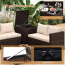 8 Piece Patio Furniture Set with Storage Box and Tempered Glass Coffee Table-Beige by LJGDeals