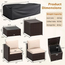 8 Piece Patio Furniture Set with Storage Box and Tempered Glass Coffee Table-Beige by DirectDeals