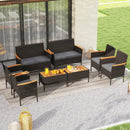 8 Piece Patio Wicker Sofa Set 4 Rattan Chairs and 2 Loveseat with 2 Table by LJGDeals