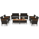 8 Piece Patio Wicker Sofa Set 4 Rattan Chairs and 2 Loveseat with 2 Table by DirectDeals