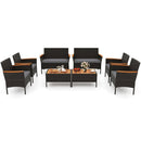 8 Piece Patio Wicker Sofa Set 4 Rattan Chairs and 2 Loveseat with 2 Table by LJGDeals