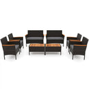 8 Piece Patio Wicker Sofa Set 4 Rattan Chairs and 2 Loveseat with 2 Table by LJGDeals