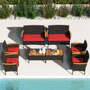 8 Piece Patio Wicker Sofa Set 4 Rattan Chairs and 2 Loveseat with 2 Table by DirectDeals