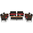 8 Piece Patio Wicker Sofa Set 4 Rattan Chairs and 2 Loveseat with 2 Table by LJGDeals