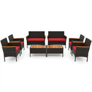 8 Piece Patio Wicker Sofa Set 4 Rattan Chairs and 2 Loveseat with 2 Table by LJGDeals