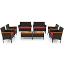 8 Piece Patio Wicker Sofa Set 4 Rattan Chairs and 2 Loveseat with 2 Table by DirectDeals
