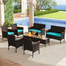 8-Piece Patio Conversation Set with Cushions - Turquoise by LJGDeals